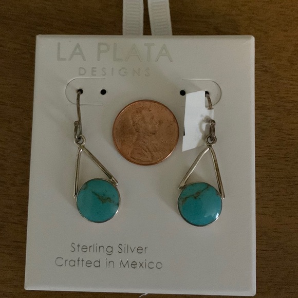 La Plata Sterling silver turquoise earrings - Picture 2 of 2